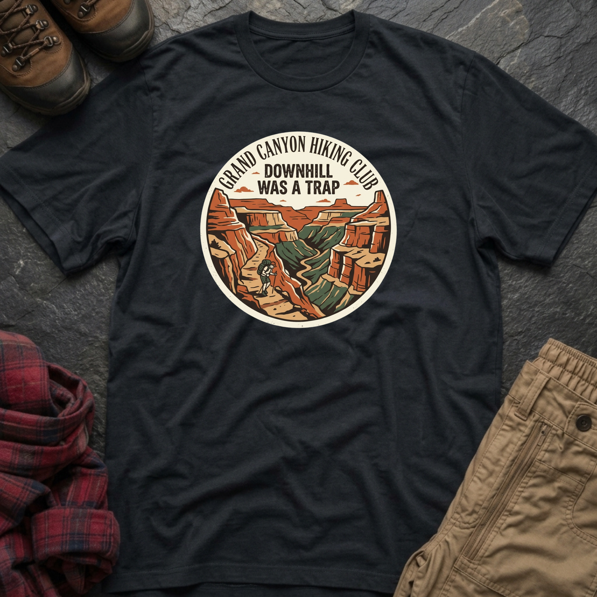 Grand Canyon Hiking Club Downhill Was A Trap T-Shirt