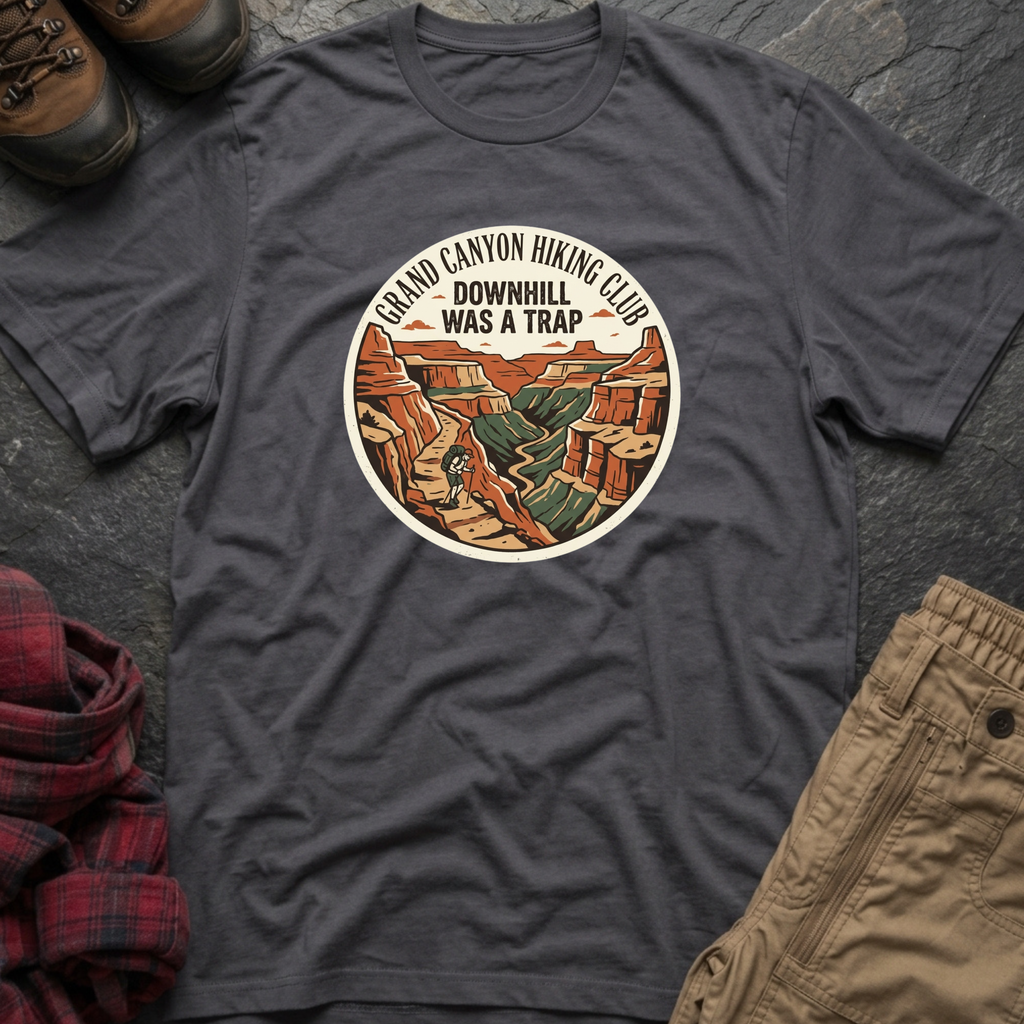 Grand Canyon Hiking Club Downhill Was A Trap T-Shirt