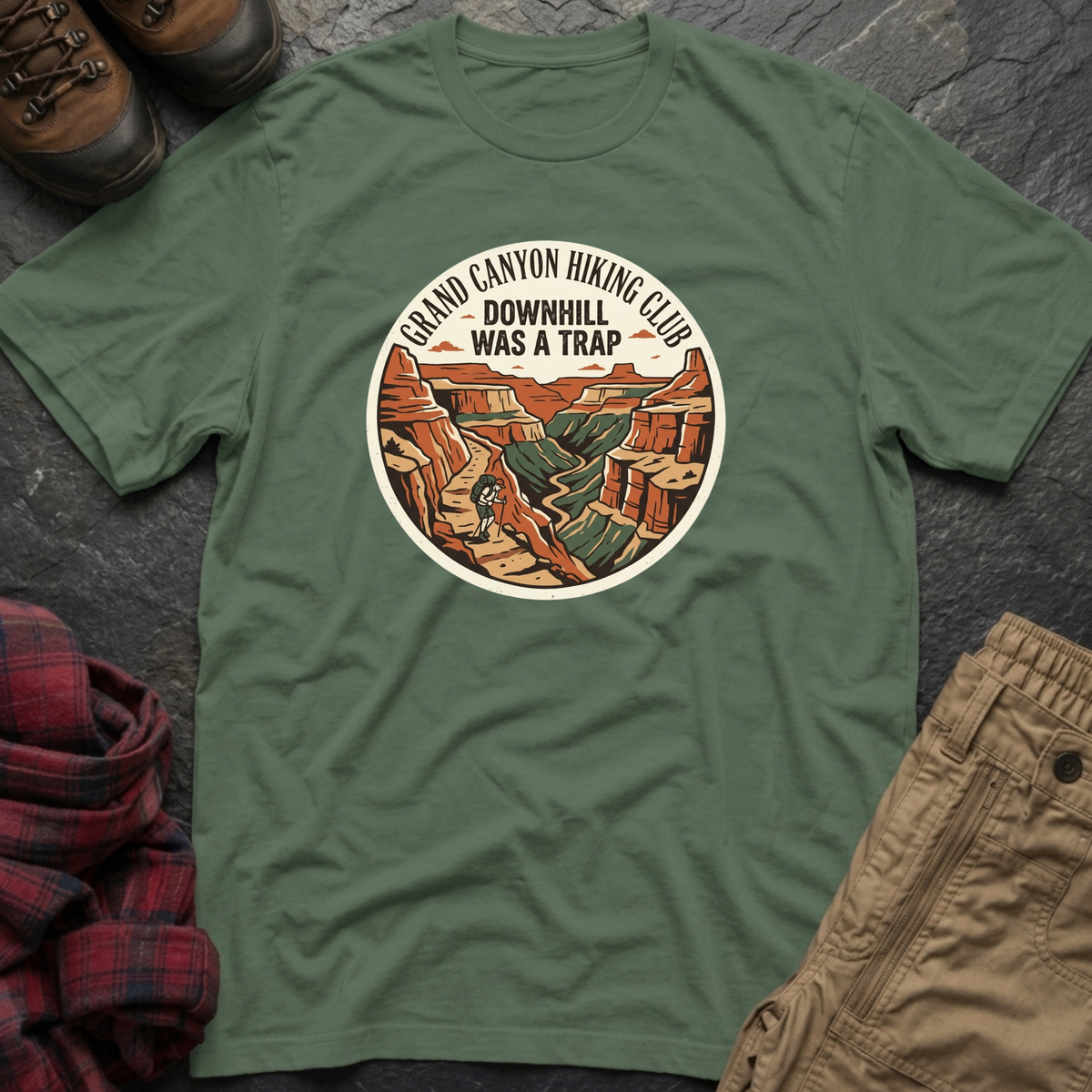 Grand Canyon Hiking Club Downhill Was A Trap T-Shirt