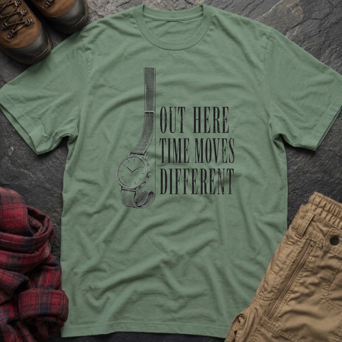 Out Here Time Moves Different T-Shirt