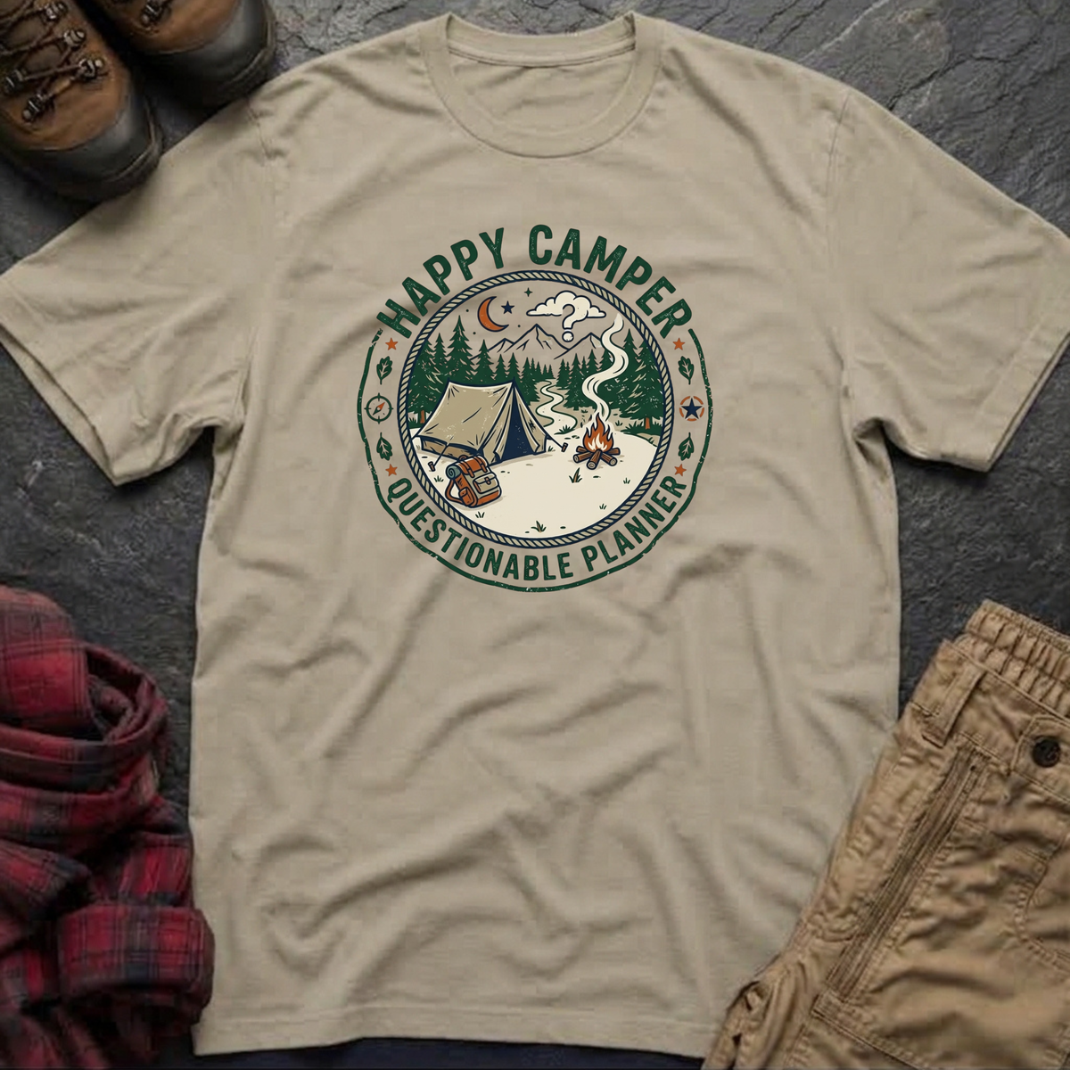 Happy Camper Questionable Planner T-Shirt