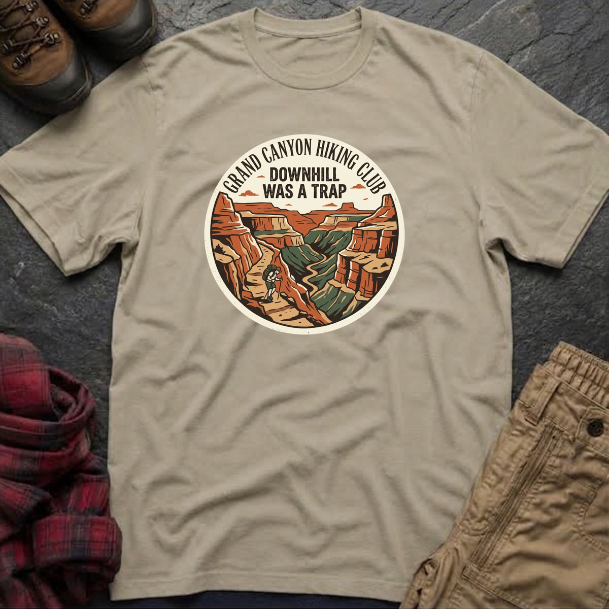 Grand Canyon Hiking Club Downhill Was A Trap T-Shirt