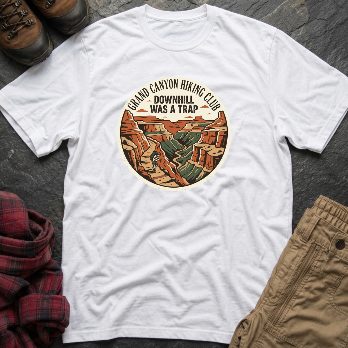 Grand Canyon Hiking Club Downhill Was A Trap T-Shirt