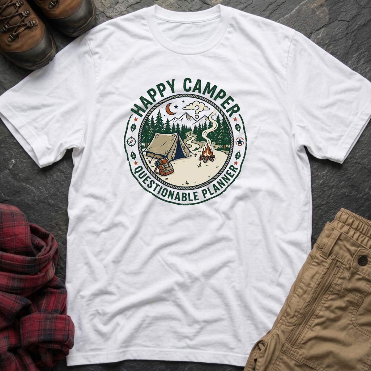 Happy Camper Questionable Planner T-Shirt